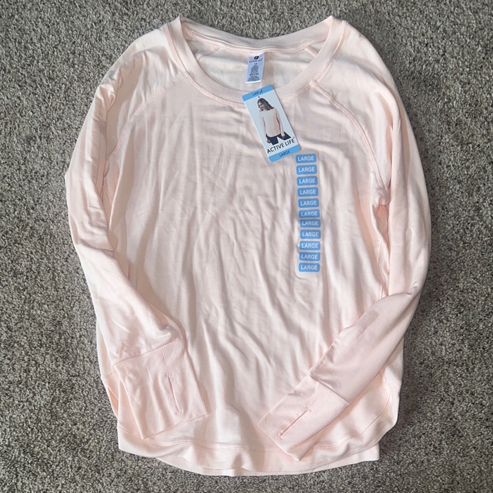 Active Life Pink Long Sleeve Top Lightweight Casual NWT